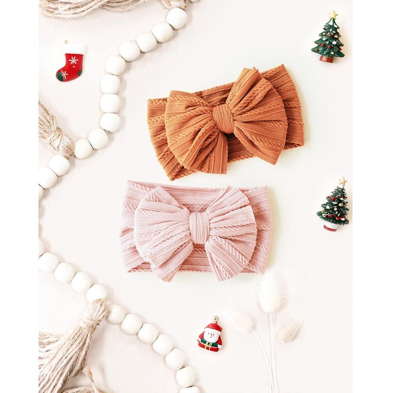 Niceye Handmade Baby Headbands Soft Stretchy Nylon Hair Bands with Bows for Newborn Infant Baby Toddler Girls- Pack of 6 - Image 5